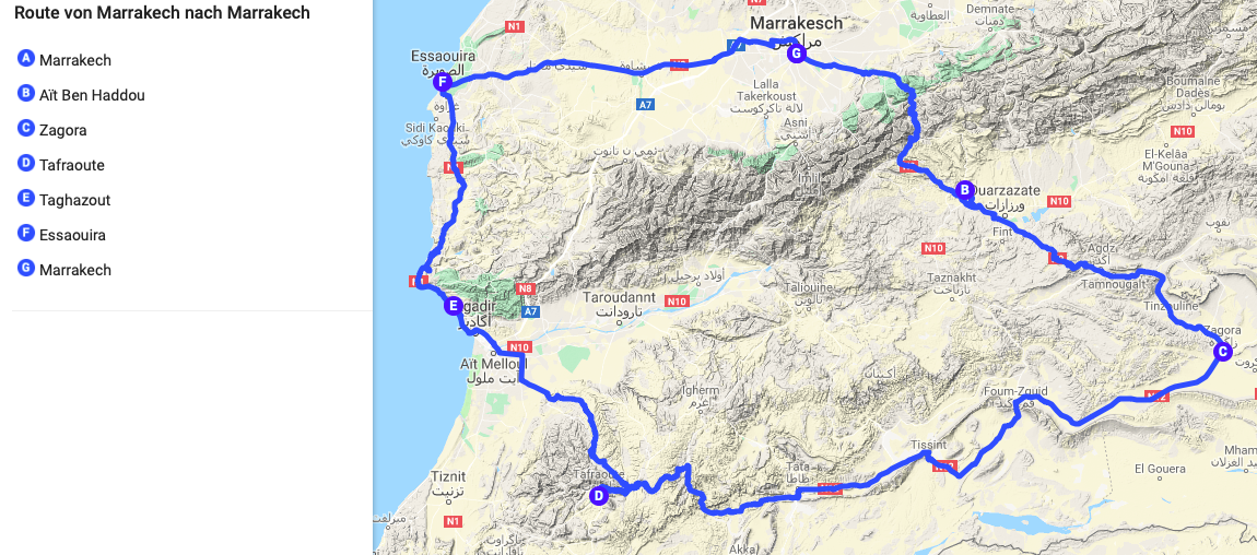 route-marokko